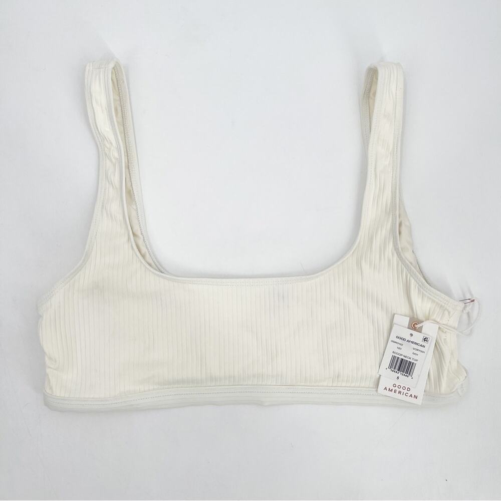 GOOD AMERICAN Bikini Top 2XL Curvy Plus Size Ribbed Scoop Neck Swim Ivory NWT - Picture 2 of 15